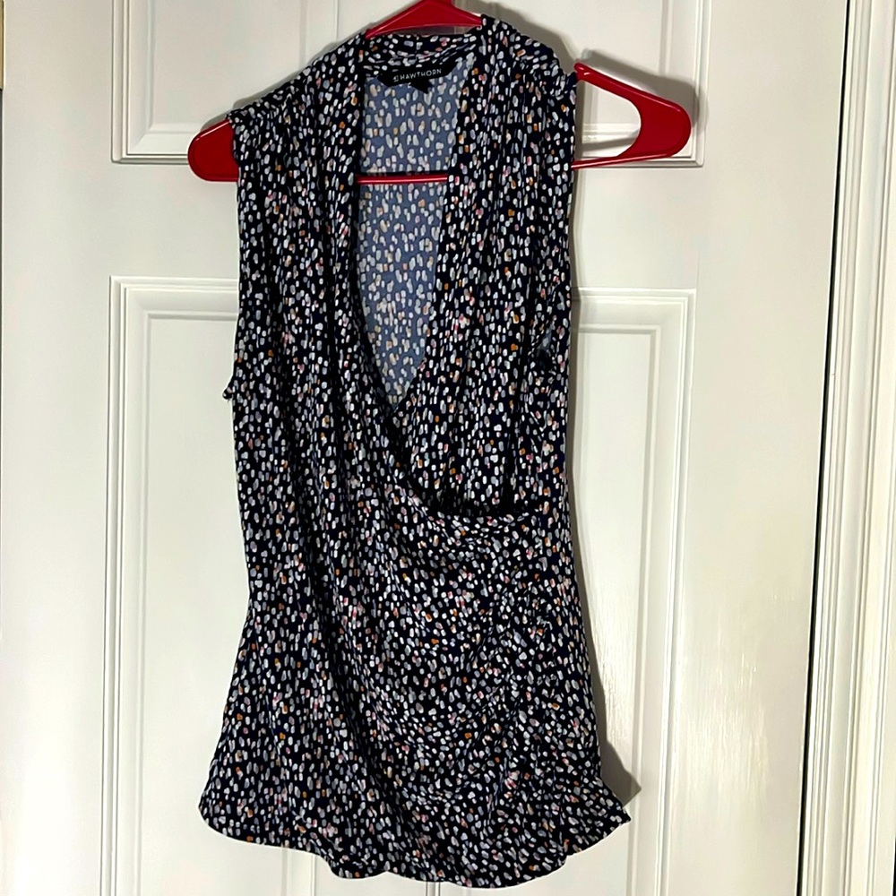 Blue/Orange sleeveless blouse